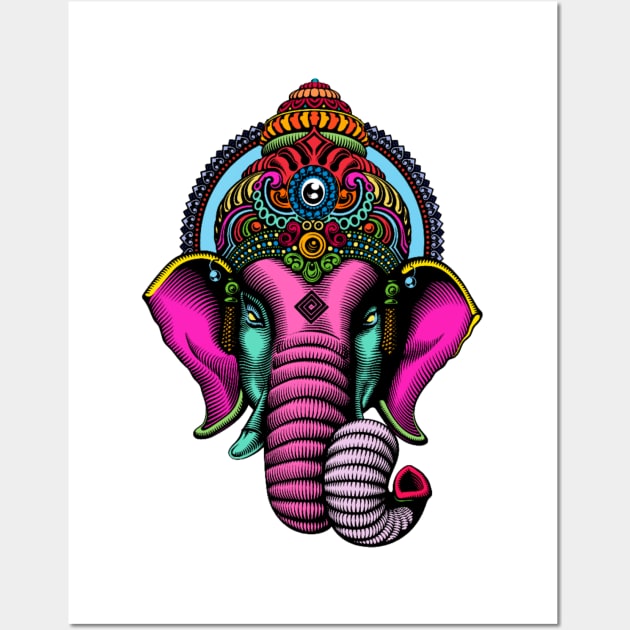 psychedelic elephant Wall Art by MARK ASHKENAZI